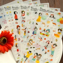 6 шт./компл. Kawaii Девушка серии ПВХ наклейки Скрапбукинг стикер(ss-a727