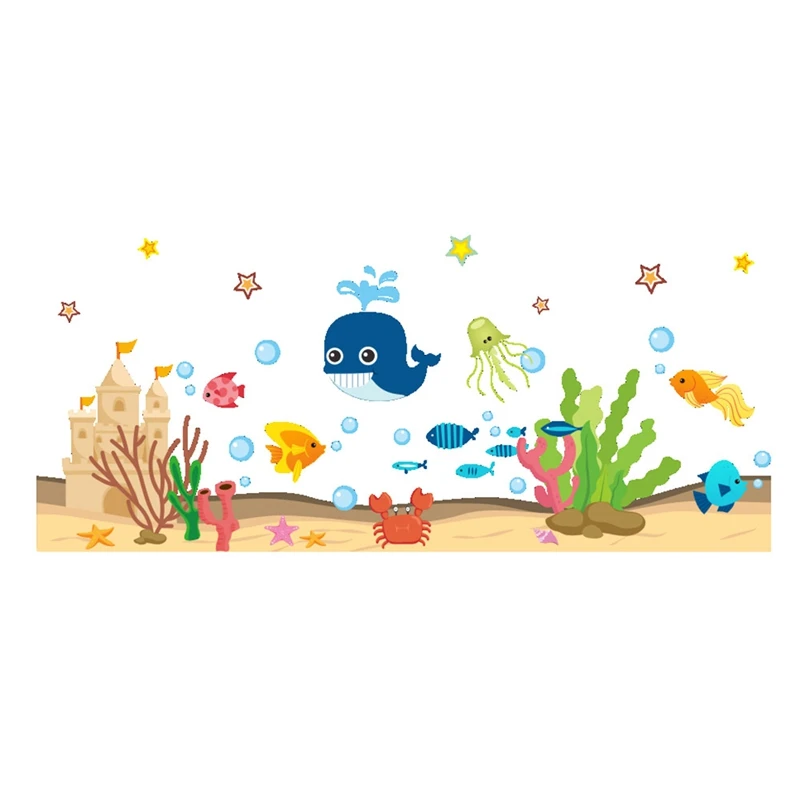 

Underwater World Cartoon Wall Sticker Picture Color 2018 Lovely Cartoon Fish Sea Bubble Ocean World Removable Wall Sticker Decal