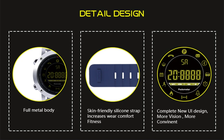 TORNTISC 2018 EX19 smart watch 5ATM swim waterproof Call SMS Alert Pedometer stopwatch fitness tracker sport Smartwatch for IOS Android Phone (9)