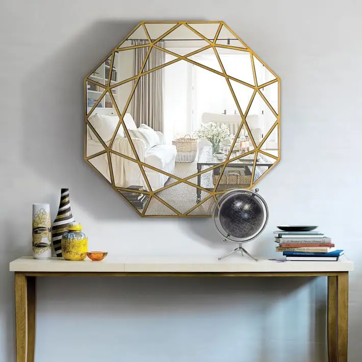 Modern Round Mirror Glass Console Mirror Geometric Wall Mirror