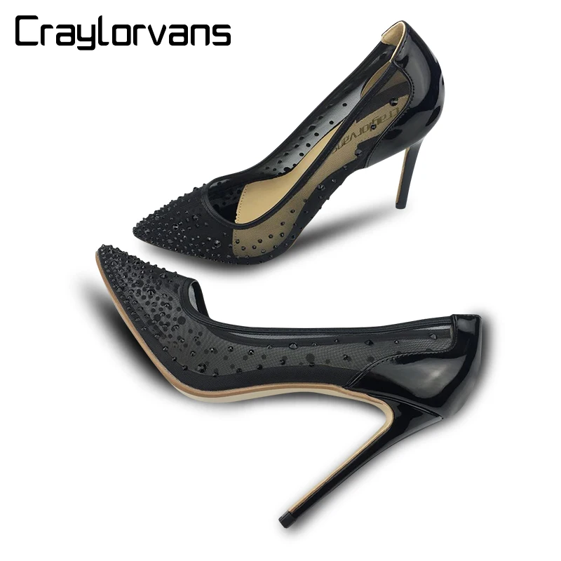 Craylorvans/Серебристые блестящие свадебные туфли на шпильке 10/8 см модные