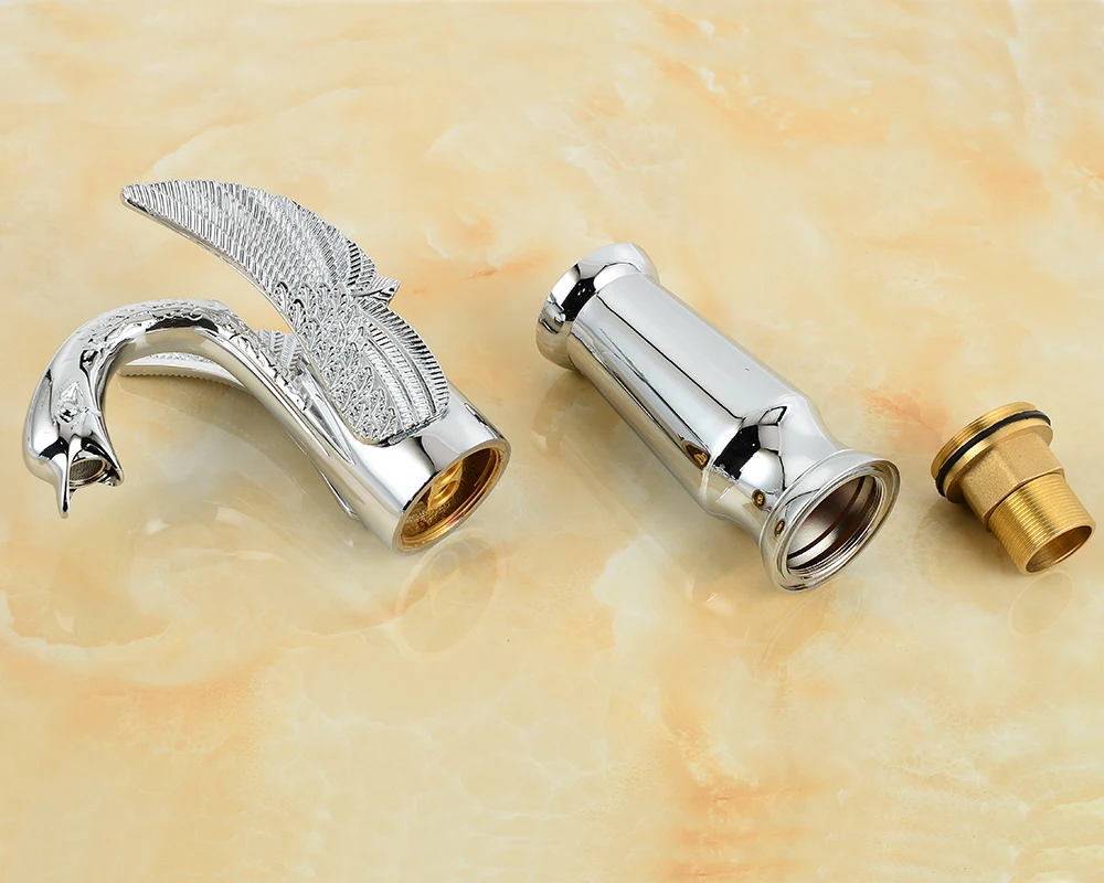 Золотой кран для ванной комнаты Роскошный европейский стиль лебедь резьба раковиной смеситель на бортике столешница torneira ZR476
