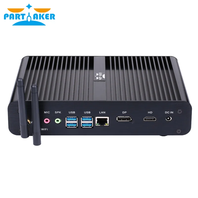Причастник безвентиляторный мини ПК 2 * DDR4 RAM Core i7 10510U 8550U 8565U M.2 4K UHD Bulti in Wifi DP HDMI LAN