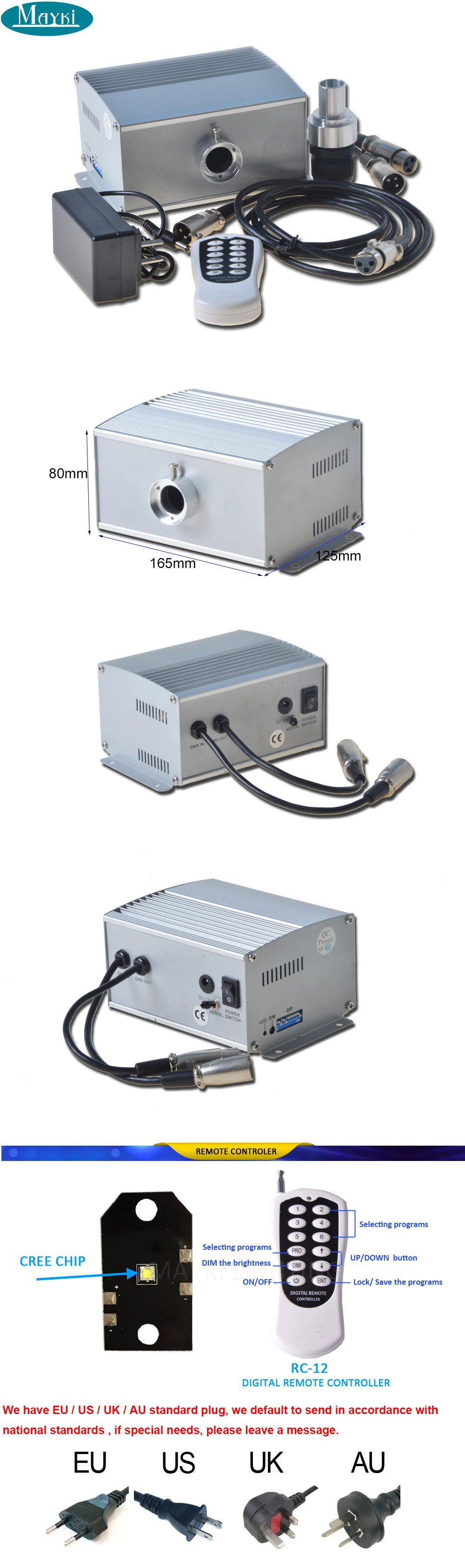 Cree chip 12W RGBW LED fiber optic illuminator with twinke effect, fiber optic illumination lighting using