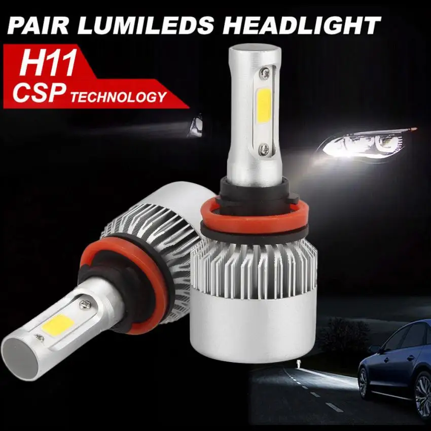 H11 180W 18000LM 2 Sided LED Headlight Kit Low Beam Bulbs 6000K White