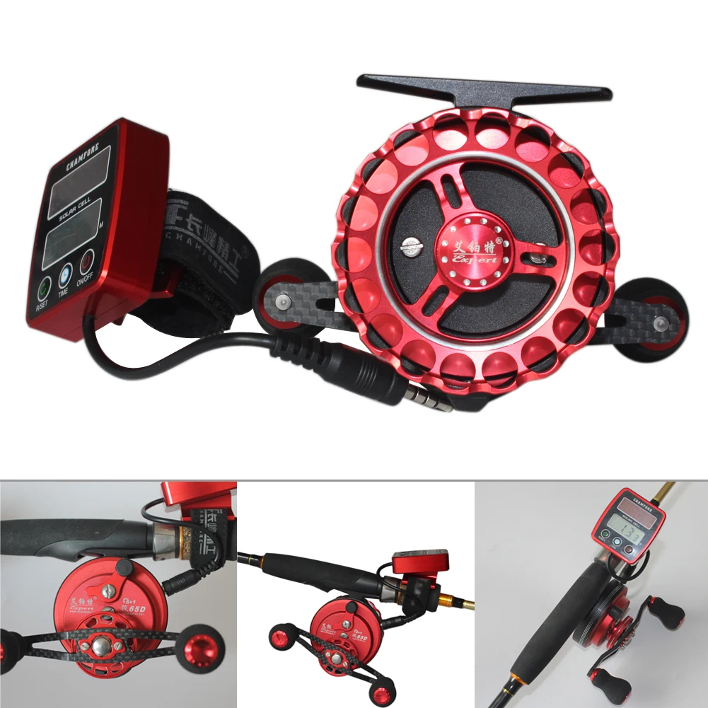 

Ratio 3.6:1 Fishing Reels Solar Power Counting Fish Line Wheel + Digital LCD Display With Aluminum Spools & Rubber Cranks