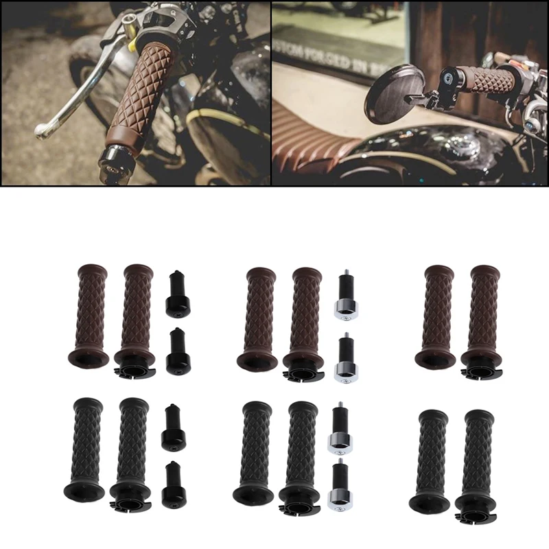 

1Set 7/8" Motorcycle Hand Grip Bar Handlebar End For Cafe Racer Bobber Clubman Custom