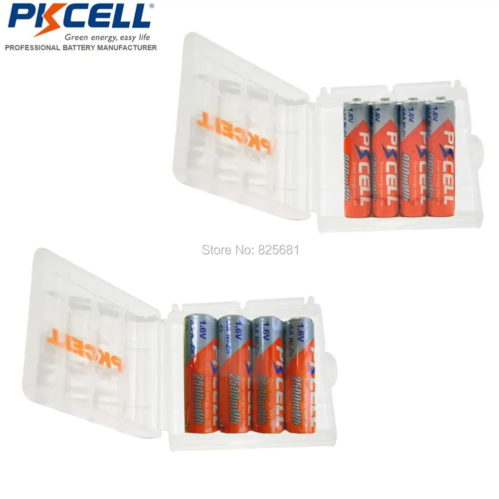 

PKCELL NIZN Rechargeable Batteries AA 2500mwh 4Pcs and AAA 900mwh 1.6V highest 1.8v 4pcs 2PCS Battery Case for aa or aaa Battery