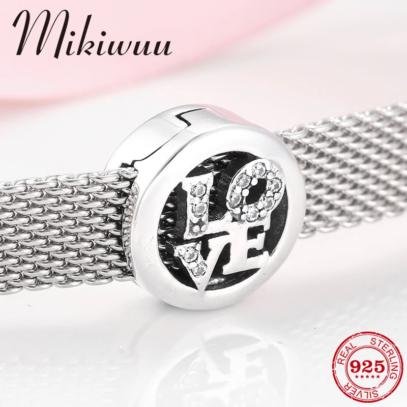 

Fashion Delicate 925 Sterling Silver LOVE CZ Letter clip beads Fit Original reflection Bracelet charms Jewelry Making