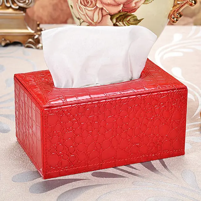 Egyptian style Rectangular Facial Tissue Boxes cover PU leather Napkin