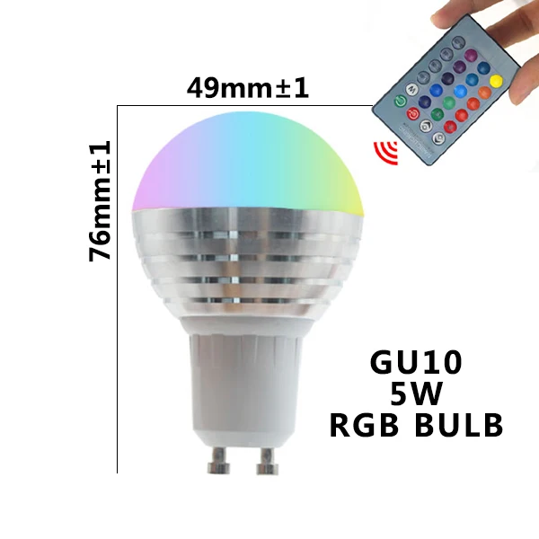 E27 E14 светодиодный 16 Цвет RGB Волшебная осветительная лампа 85-265 V 110 V 120 V 220 V RGB Светодиодный прожектор+ ИК-пульт дистанционного управления Управление - Испускаемый цвет: GU10 5W RGB QP
