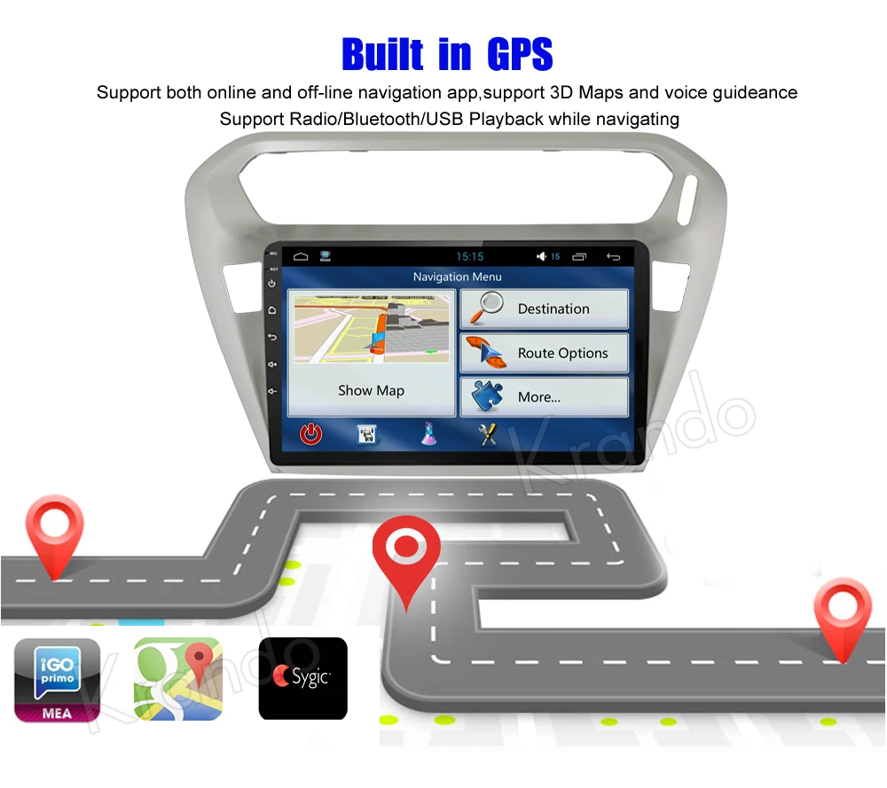 Perfect Krando Android 8.1 10.1"(no dvd) car gps radio for peugeot 301 citroen elysee 2014+ multimedia system navigation 4G LTE 2G RAM 3