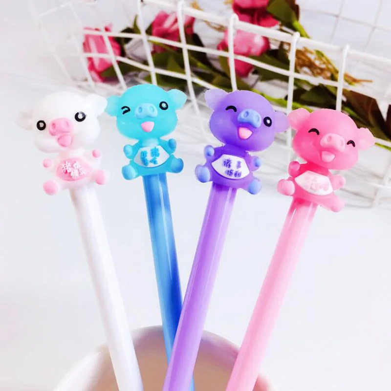

Cute Piggy Gel Pen Kawaii Pig Cartoon Writing Supplies Korean Stationery Black Ink Rollerball Pen School Supplies Signature Pen