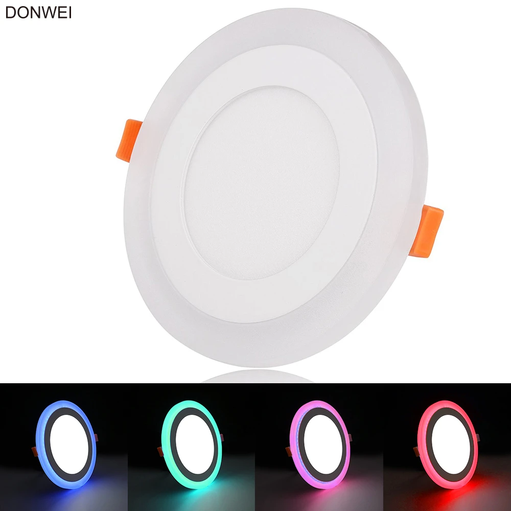 Ultra Slim 6W 9W 16W 24W Round Concealed Dual Color LED Panel Lamp Cool White + Blue/Red/Pink/Green Ceiling Lights Downlight 2x4 led surface mount light