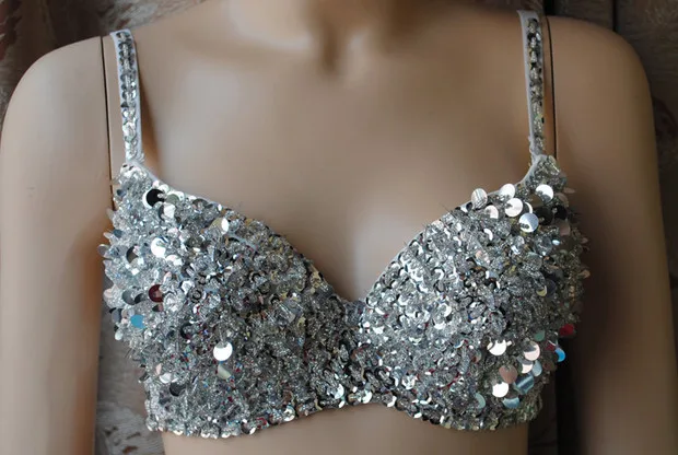 

Sexy Festival Party Club Stage Ballroom Sequined Bright Bustier Crop Top Summer Ladies Bralette Underwear Women Cropped Short