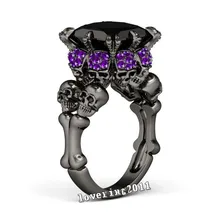 Victoria Wieck Joyería Del Cráneo de la Moda de Las Mujeres anillo de Compromiso Púrpura Gold Filled Regalo anillo de Boda Anillo de diamantes Simulados Cz Negro
