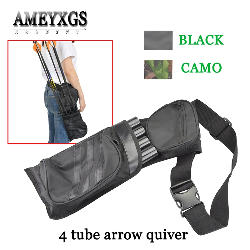 

1pc 4 Tubes Arrow Quiver Nylon Material Waist Hip Belt Storage Quiver For Outdoor Hunting Sports Shooting Archery Accessories