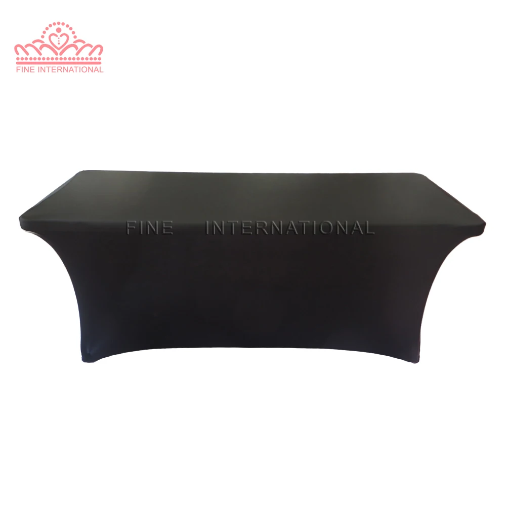 Black Rectangular 6ft Spandex Lycra Table cloth Cover Trestlein