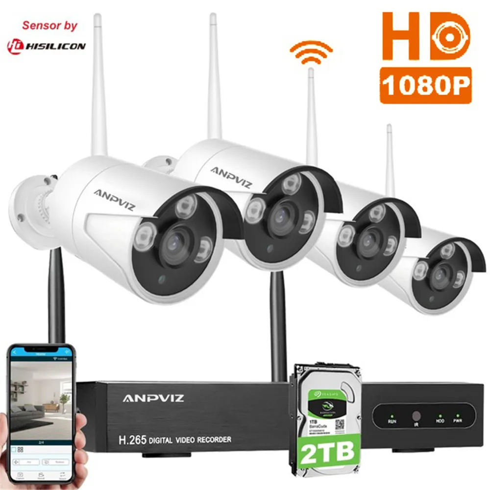 1080P font b Wireless b font Security Camera System 4CH 1080P NVR Kit IP Camera Waterproof