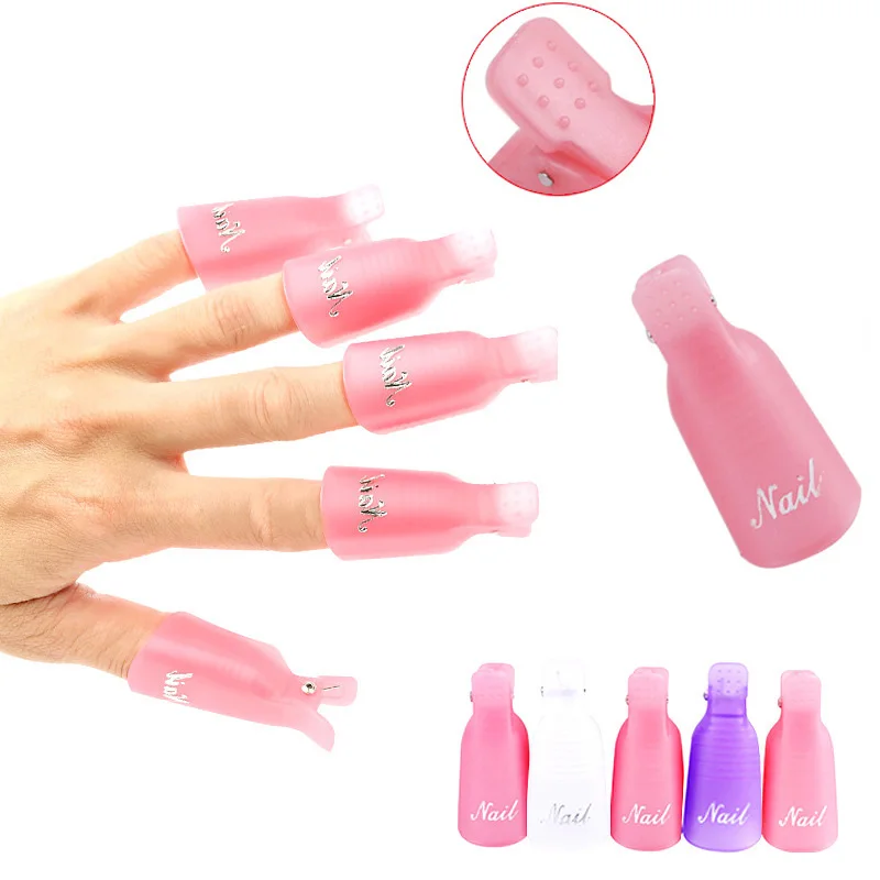 

10 Pcs/Lot Reusable Keeper Plastic Nail Art Soak Off Cap Clip UV Gel Polish Remover Wrap Nail Tools Cleaner Soakers Set