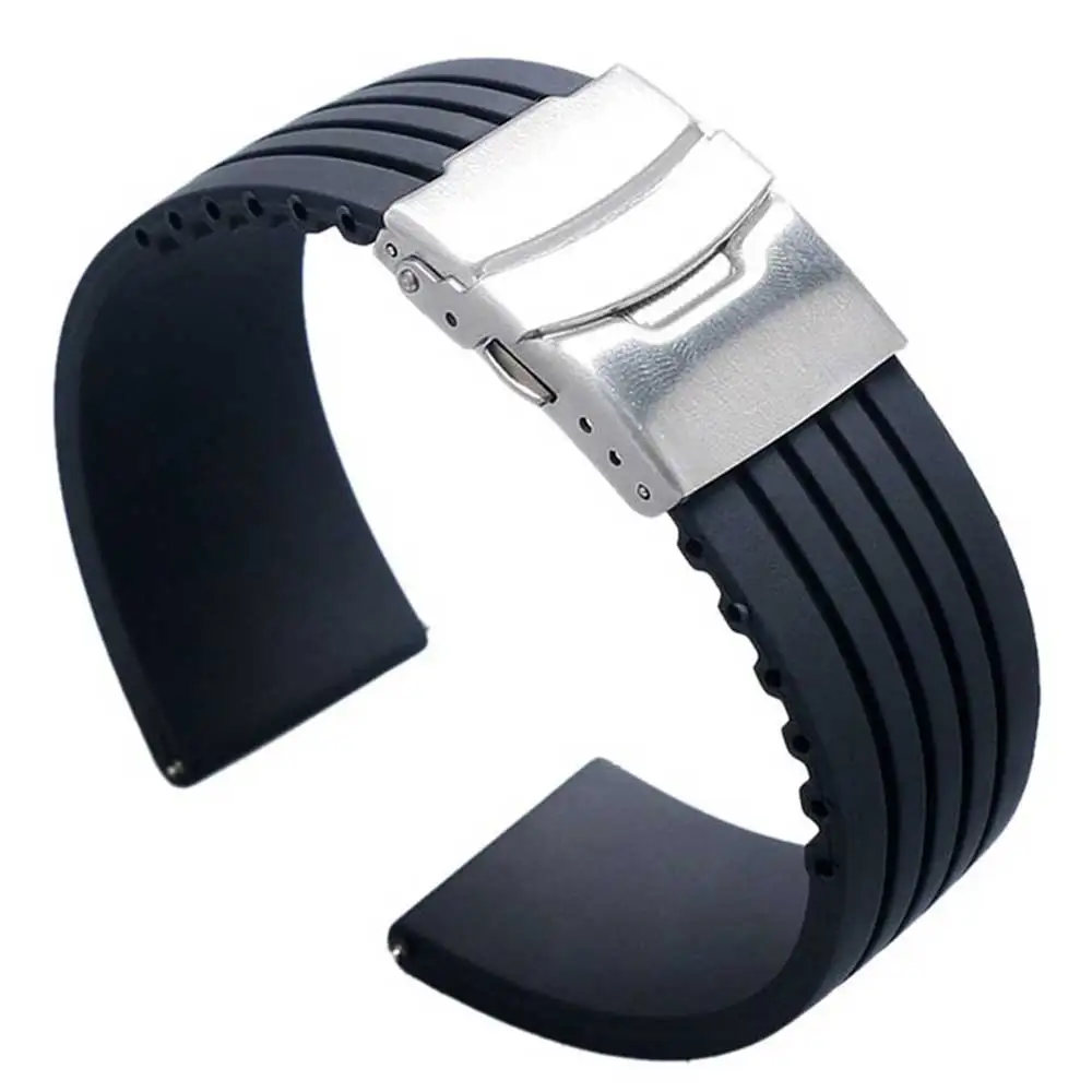 silicone rubber strap band implantation waterproof buckle 16mm, 18mm, 20mm, 22mm, 24mm