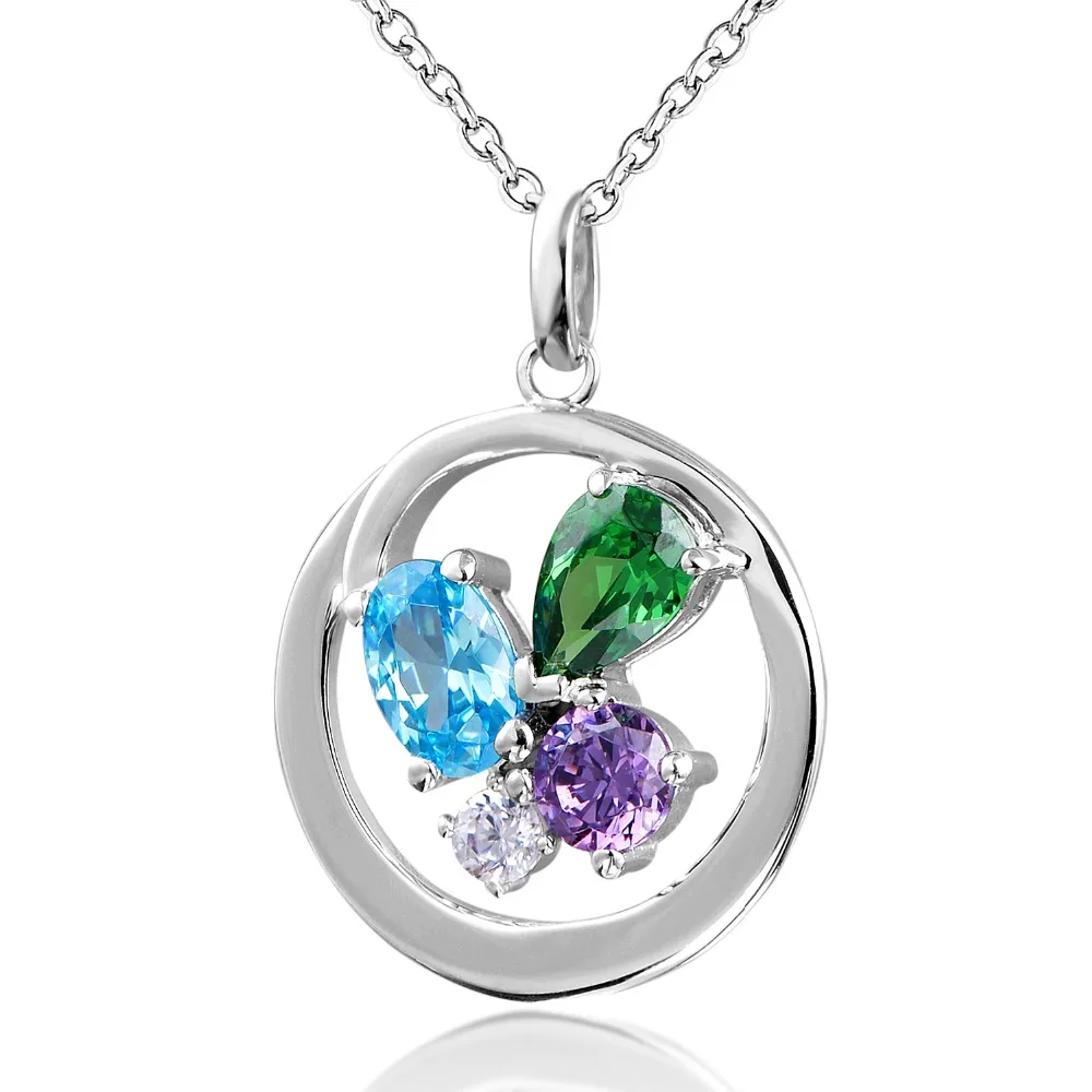 

DORMITH free shipping 925 sterling silver AAA cubic zirconia for women 1.9 carat pendant necklaces Platinum Plated