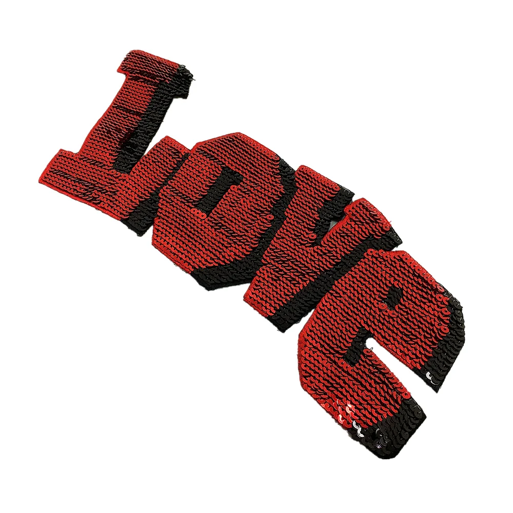 

3pc LOVE Sequin Embroidery Patch Letter Beaded Applique Patches For Clothing Parches Bordados Para Ropa Clothes Stickers AC1397