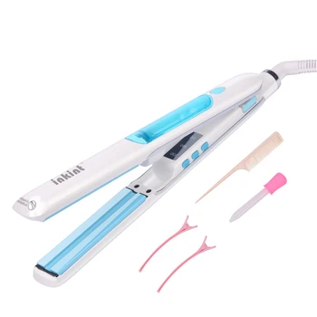 

Professional Ceramic Vapor Hair Straightener Curler Hair Iron Steam Flat Iron Straightening LED Temperature Adjustable Curling