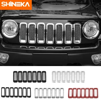 

SHINEKA Racing Grills ABS Car Front Mesh Grill Grille Decoration Cover Trim Stickers For Jeep Patriot 2011-2016 Accessories