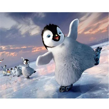 

New Diy Diamond Painting Kits Penguin Play Needlework 5d Full Drill Resin Mosaic Diamond Embroidery Rhinestones Home Decor