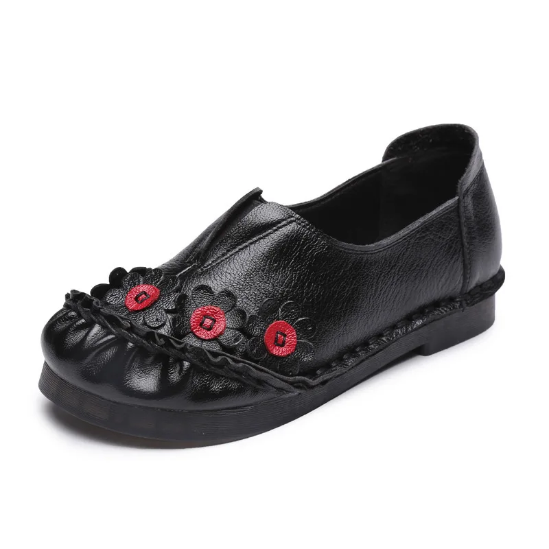 

Women's Flats Casual Genuine Leather Flower Patent leather Solid color Shoes Woman Moccasins Ladies Driving Shoe