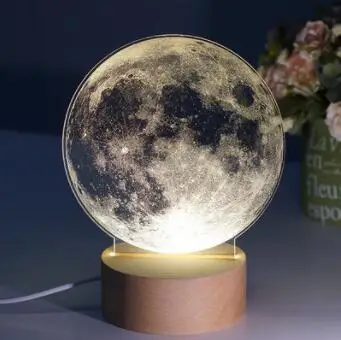 LukLoy USB диммируемая креативная Ночная акриловая Млечный Путь лампа в форме планеты со светодиодной подсветкой для прикроватной тумбочки Рождественский подарок на день рождения - Цвет абажура: Moon style