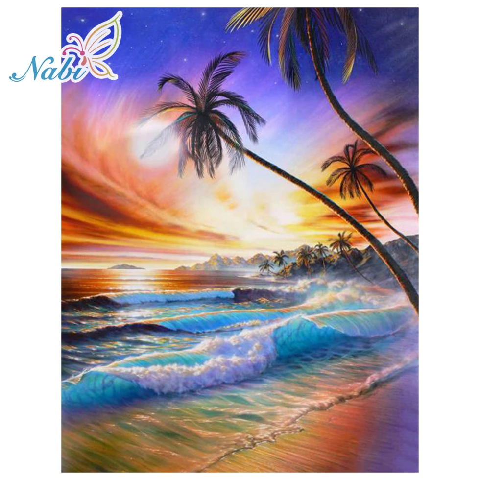 

Nabi Full Square Scenic Diamond Painting Cross Stitch Wall Art Decor DIY 5D Diamond Mosaic Waterfall Picture of Rhinestones