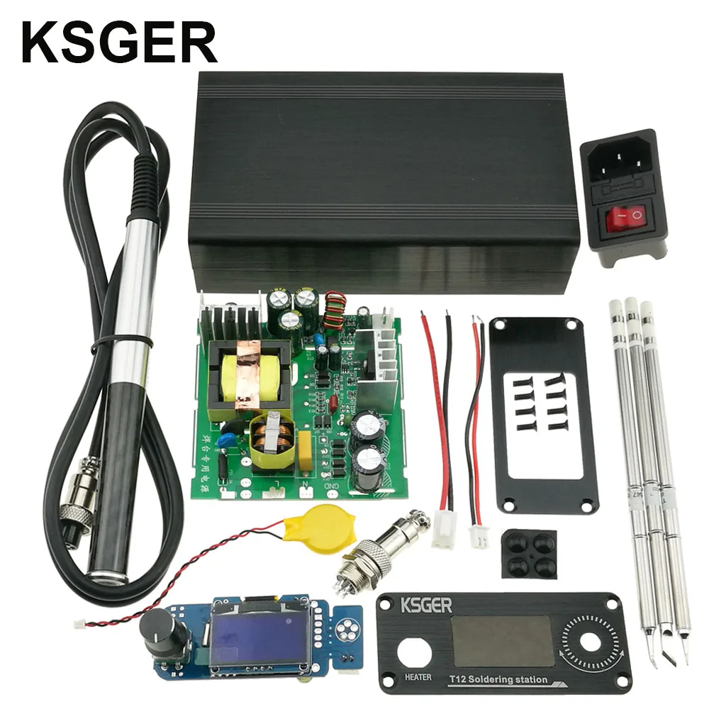 KSGER T12 DIY наборы паяльная станция STM32 V2.1S OLED контроллер температуры инструменты T12 железные наконечники FX9501 ручка из алюминиевого сплава - Цвет: sets 3