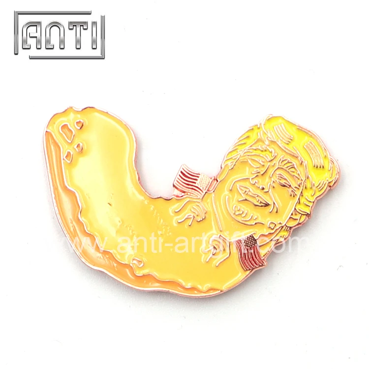

Custom high quality badge funny yellow logo the abstract people with American flag soft enamel lapel pins no MOQ