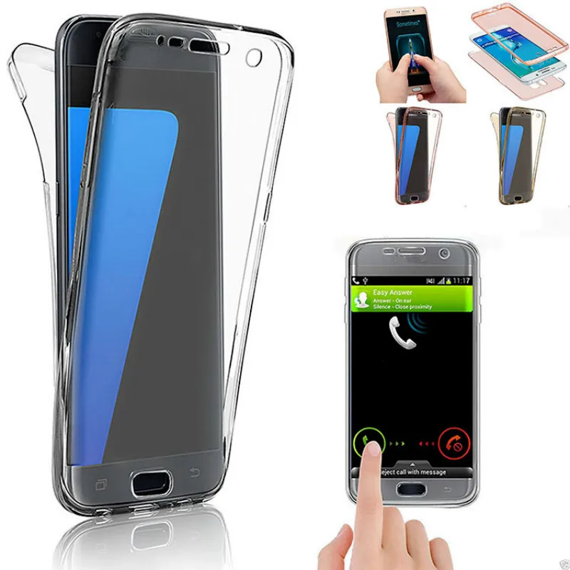 

SUYACS For Samsung Galaxy S8 S9 Plus S6 S7 Edge J3 J5 J7 EU 2017 All-inclusive Full Body Cover Clear TPU Soft Double Phone Cases