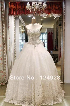 2013 new super flash trailing ornate crystal bright drill the lace strap wedding dress custom | Свадьбы и торжества