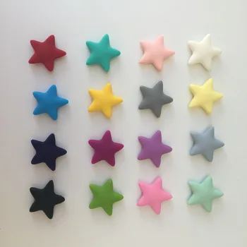 100PCS/lot 38MM Baby Teether Silicone Star Chew Beads Mix Color DIY Pacifier Chain Necklace Teether Nippler Chewable BPA Free 100PCS/lot 38MM Baby Teether Silicone Star Chew Beads Mix Color DIY Pacifier Chain Necklace Teether Nippler Chewable BPA Free
