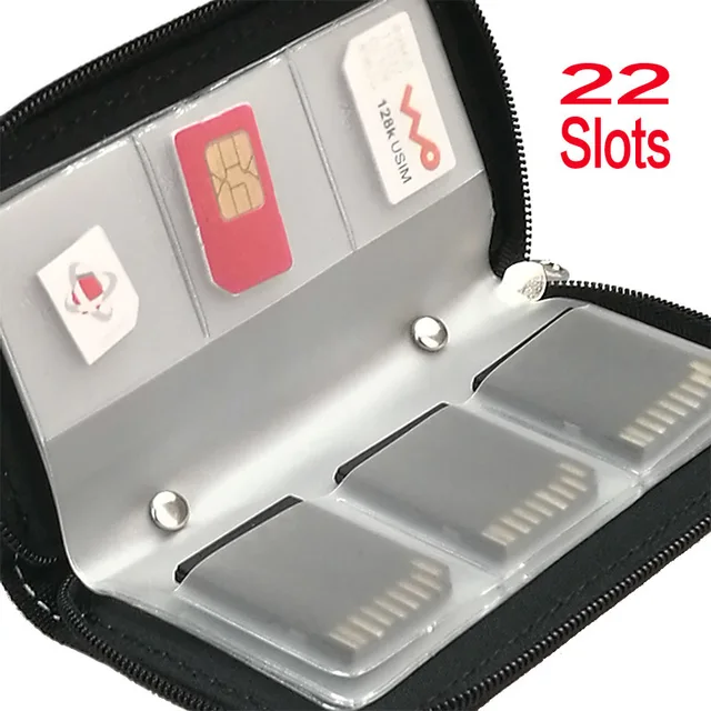 Black 22 Slots Memory Card Case Storage Carrying Pouch Holder Wallet TF