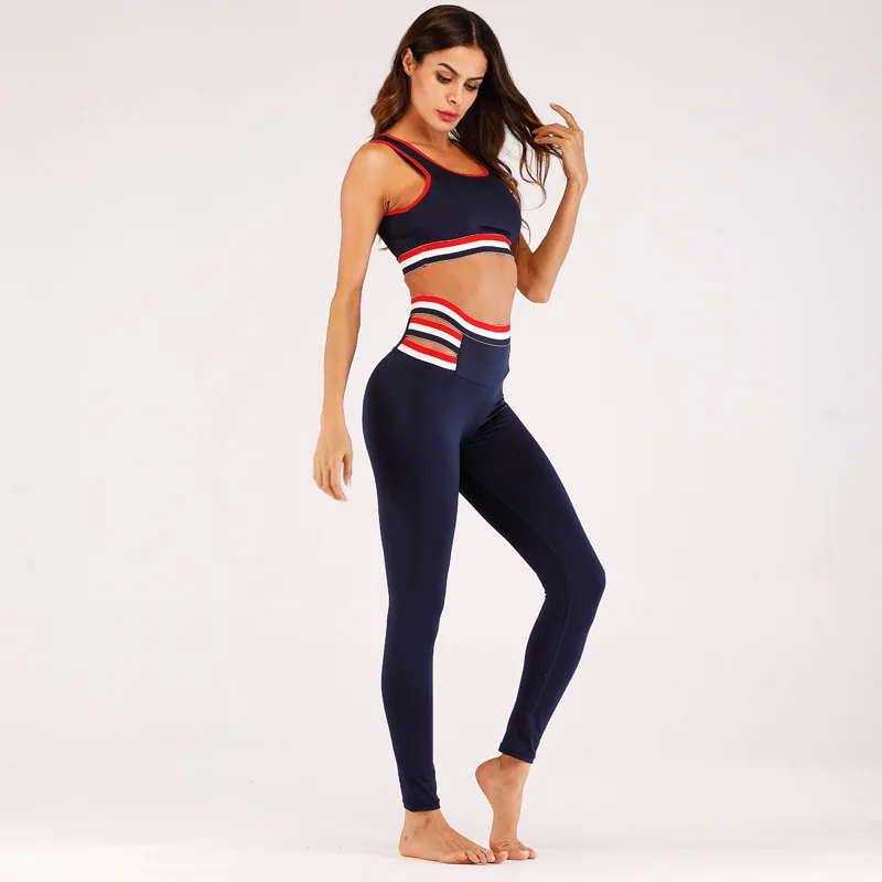 

Women Yoga Set Sweatsuits Elastic Leggings Tights Sport Bra Vest Crop Top Sweatshirt+pants Running Jogging Fitness Athletic Set