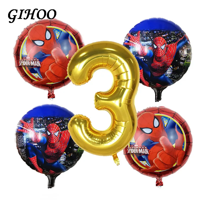 

GIHOO 5pcs Spiderman Balloon 40inch Number Balloon Set Spiderman Party Inflatable Helium Foil Balloons Birthday Party Decoration