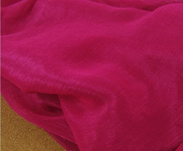 

3 meter 150cm 59" width rose red crinkle shot-silk chiffon crepe fabric summer dress dance skirts screen material MM187