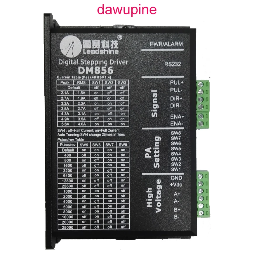 Dawupine paso a paso controlador de Motor Leadshine DM856 2-fase 57 86 Digital controlador de Motor paso a paso 20-80 Vdc 1A a 5.6A NEMA23 NEMA34 - 1
