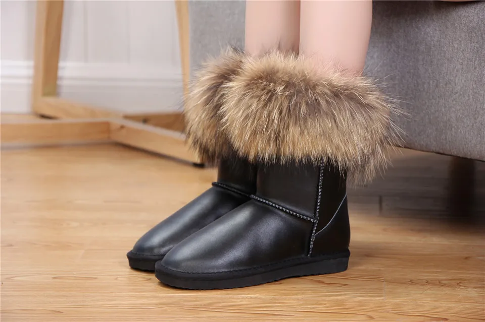 MBR FORCE/женские зимние ботинки из натурального Лисьего меха; модные женские ботинки из высококачественной натуральной кожи; водонепроницаемые ботинки