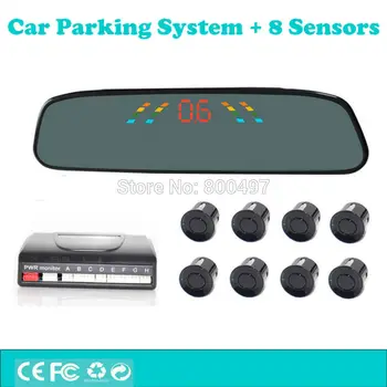 

New Car Backup Reverse and Front Radar System Parking Assistance System with 8 Parking Sensors Rearview Mirror LED Display