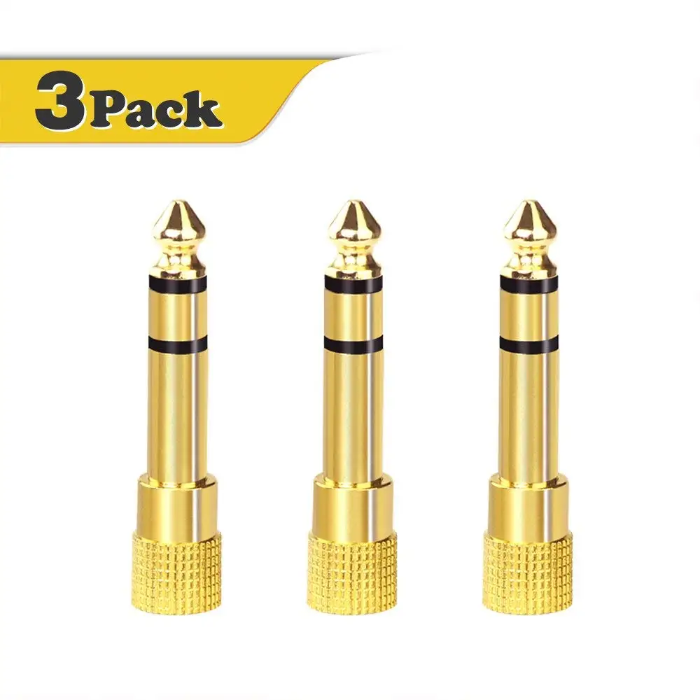 

(3-Pack) Gold Plated Connector 6.35mm (1/4 inch) Male to 3.5mm(1/8 inch) Female Stereo Jack Adapter for Headphone,Guitar