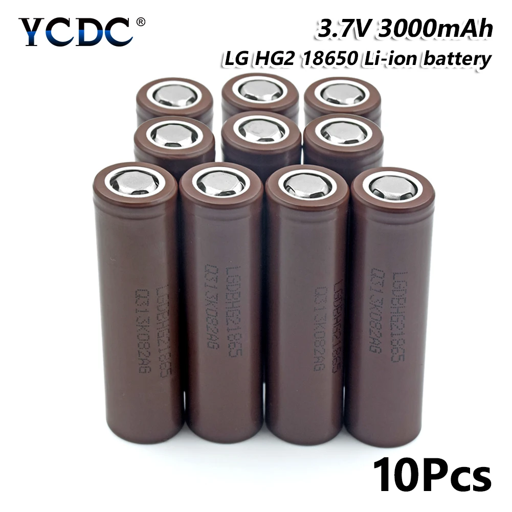 

high performance lg hg2 18650 battery 3000mah 3.7v rechargeable cell 10pcs for Laser Pen LED Flash light Cell battery holder