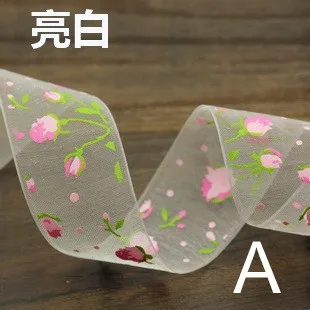 New 25mm Transparent Voile Ribbons Double Face printing satin ribbon DIY hair accessories bowknot materials 10Mlot_10