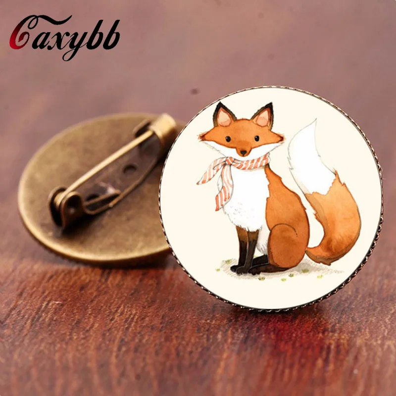 Gaxybb Vintage Jewelry High Quality galss dome Anime brooch Fox brooches for women 2017 Factory Fast Delivery Gift