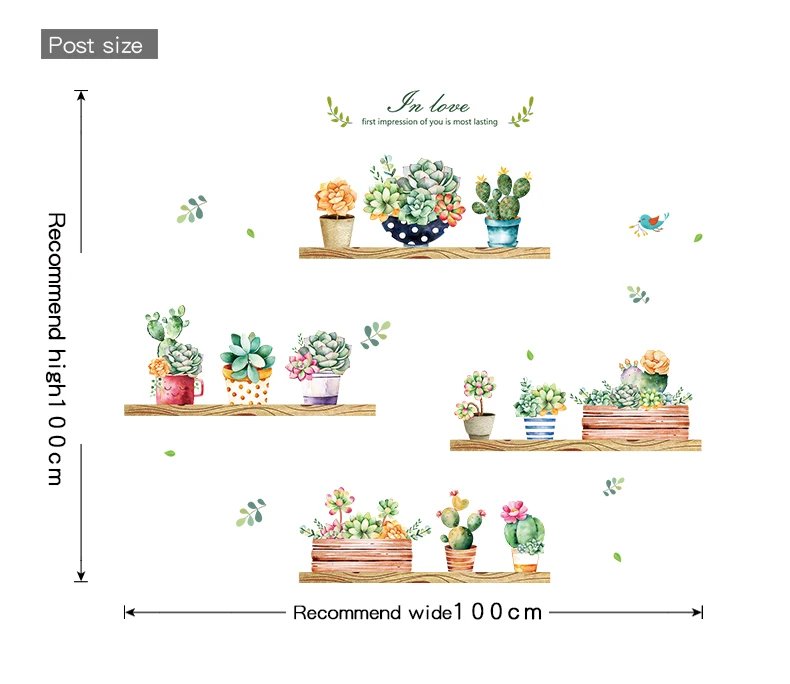 DICOR Симпатичные горшечные креативные наклейки на стену деревенский стиль Элегантные украшения для комнаты девочки многоразовые гостиной для Декоративные наклейки для дома QT735